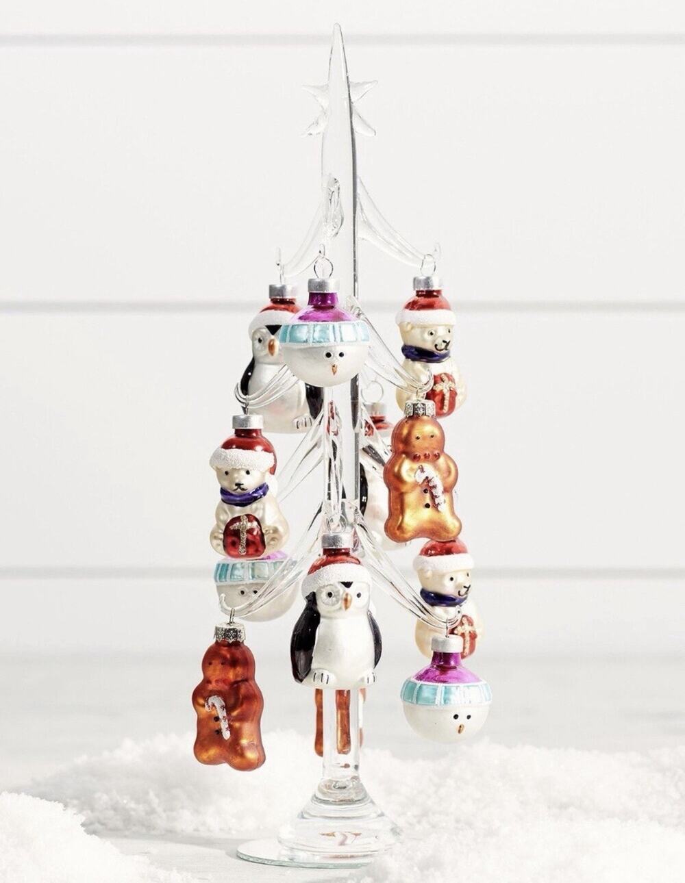 Pottery Barn Mini Mercury Glass Ornaments Set Of 12 North Pole Gingerbread NIB